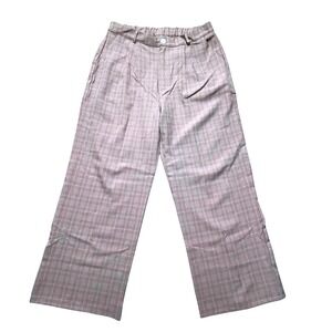 Womens 2XL‎ Plaid Wide Leg High Waist Pants Casual Trousers Elastic Waist NWOT